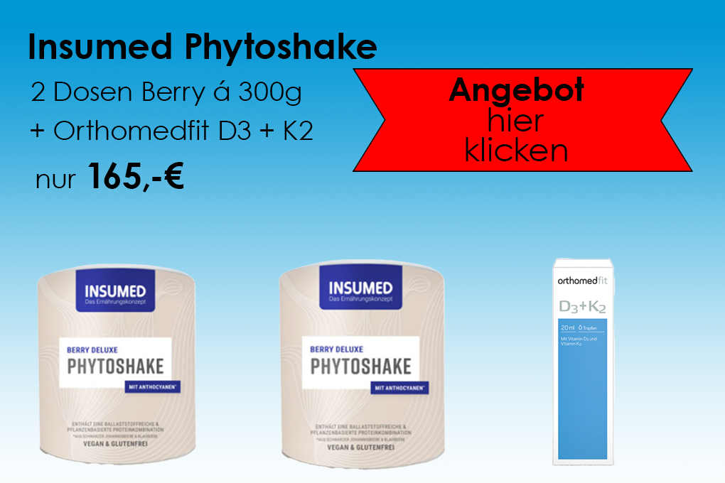 INSUMED Phytoshake 2x Dosen Berry Deluxe, à 300g + Orthomedfit D3+K2