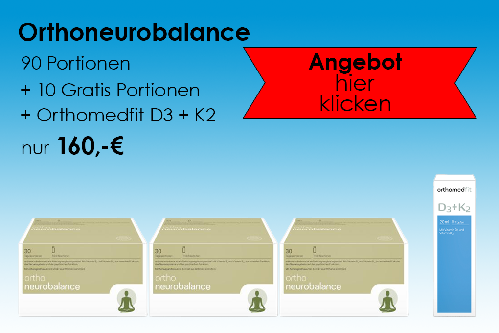 Orthoneurobalance Trinkfläschchen, 90 Portionen + 10 Gratis Portionen + Orthomedfit D2+K2